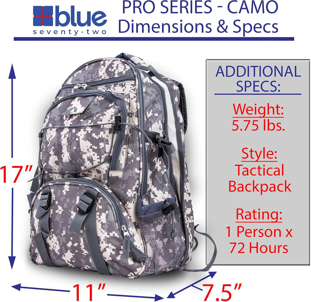 Family 4 Pack - B72 - Pro Series Deluxe Camo 72 Hour Emergency Backpack Survi...