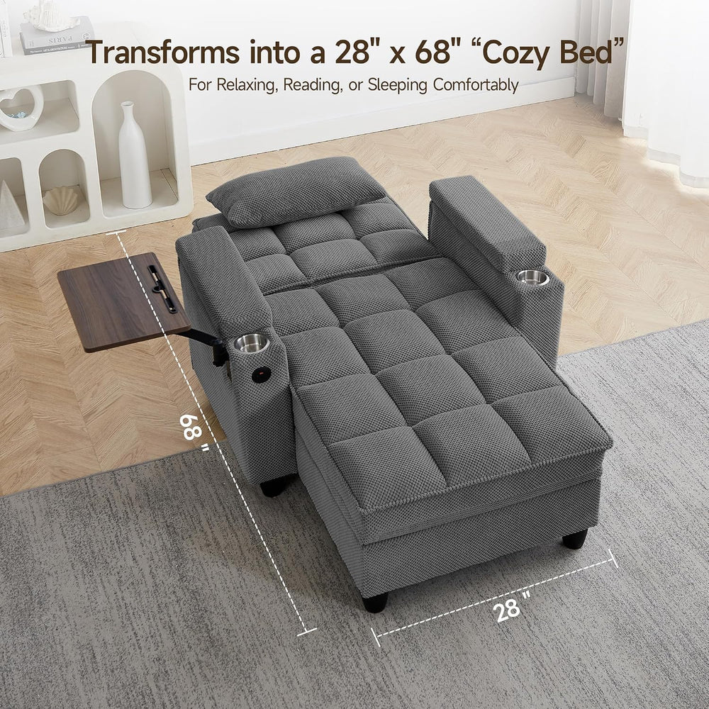 41.7" Oversized Chaise Lounge Chair Indoor, 3-in-1 Convertible Sleeper L...