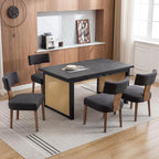 Linen Dining Chairs Set of 2, Modern Dining Chair with Curved Backrest and Wood Legs Upholstered Dining Chairs Farmhouse Dining Room Chairs Kitchen Chairs, Charcoal