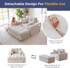 MAXYOYO Modular Sectional Chaise Lounge Sofa, Upholstered Lounge Chair with Ottoman, Comfy Couch with Layered Cushion, Tufted Upholstered Sleeper Chair for Living Room, No Assembly, Beige