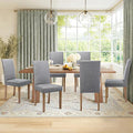 Upholstered Dining Chair Modern Stylish Parsons Kitchen Diner High Back with Bronze Nailhead Trim & Wood Legs, Set of 6, Grey