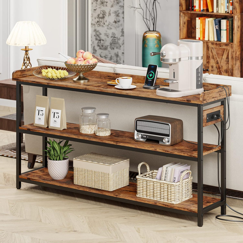 IRONCK Console Table with Power Outlet, One Piece Top, Sofa Table 55" | ...