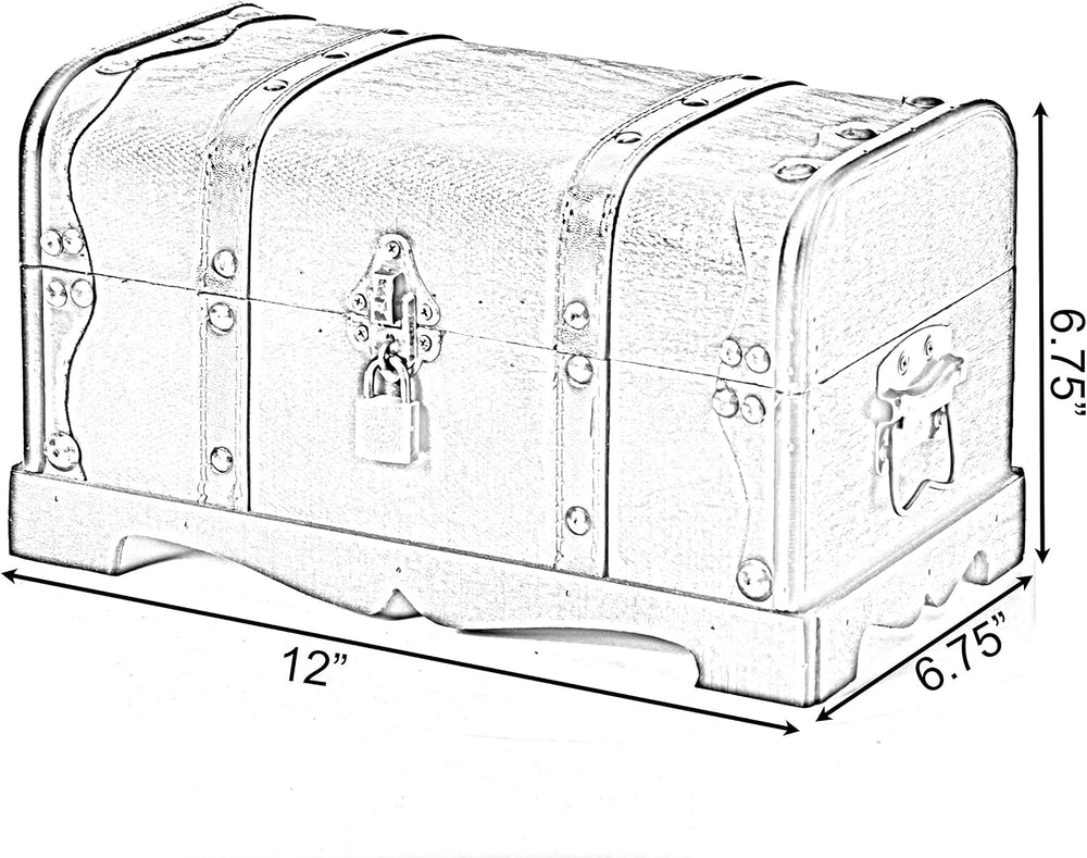 Vintiquewise Small Pirate Style Wooden Treasure Chest (Chest with Padlock) (Q...