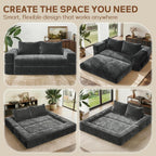 75'' convertible Sofa Couch Bed Queen, Foldable Boneless Couch Sleeper Sofa | 4-in-1 Pull Out Futon Mattress Floor Couch with Large Pillow , No Assembly for Living Room/Bedroom, Chenille, Dark Gray