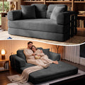 Convertible Sofa Bed with High Backrest Headrest Boneless Loveseat Sleeper Folding Couch Bed with 4 Pillows Futon Couch for Bedroom,Apartment Living Room, No Assembly (Pink, 59.0” Hight Backrest Sofa)