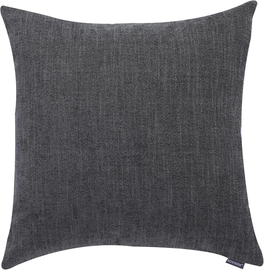 Set of 2 Leather Throw Pillow Covers Cotton Linen Decor Patchwork Pillow Cove...