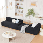 107" Modular Sectional Cloud Couch, Boneless couches Sponge sectionals for Living Room, High Density Sponges Sofa, Modular L-Shape with Chaise, Black
