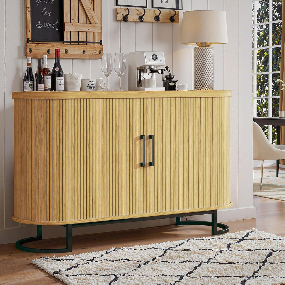 HUAHUU Sideboard Buffet Cabinet with Storage, 47" Fluted Tambour, Adjust...