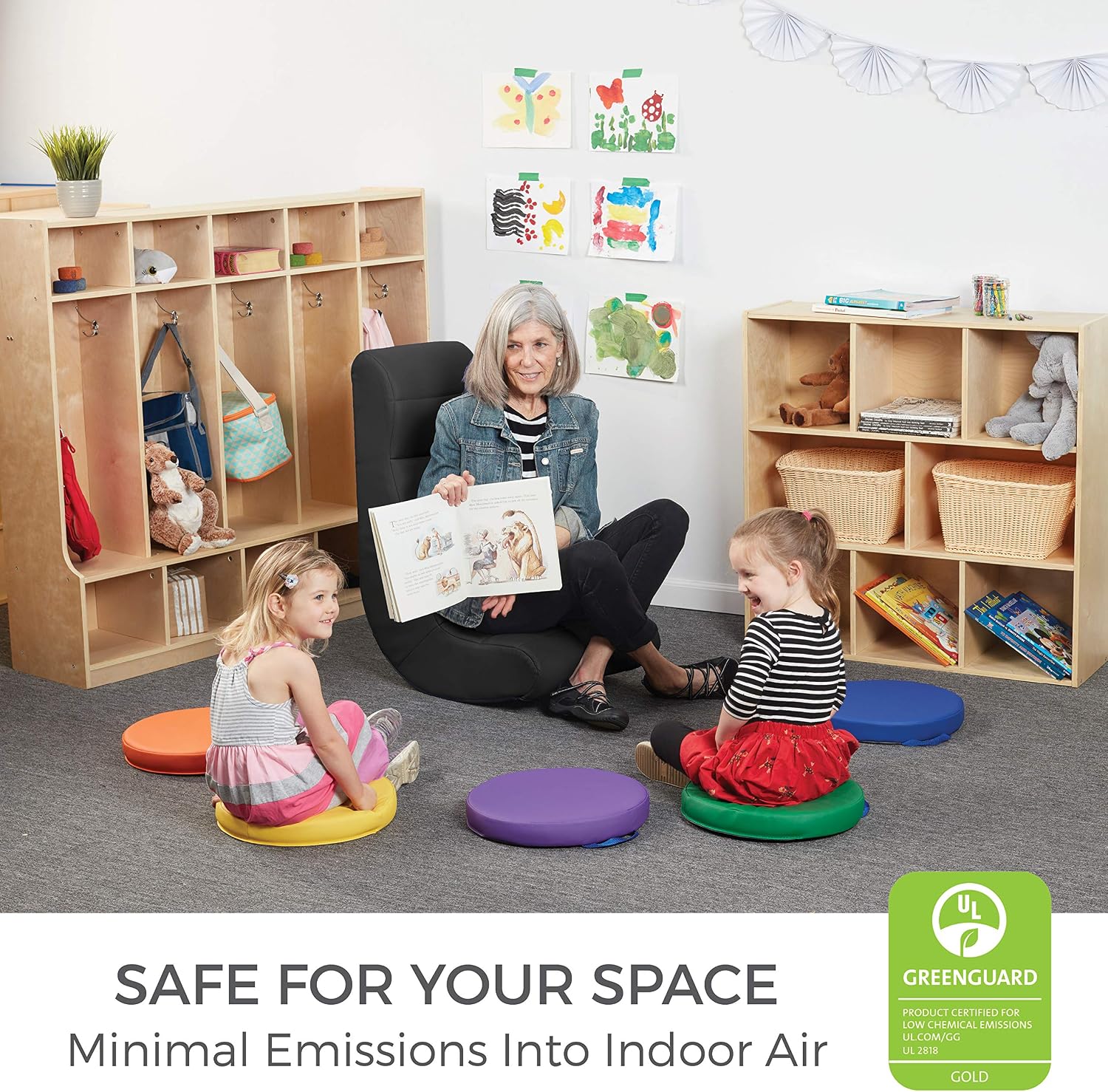 Factory Direct Partners Soft Ergonomic Horizontal Soft Floor Video Rocker - Cushioned Ground Chair Great for Reading, Gaming or Watching TV for Kids, Teens and Adults - Black, 10489-BK