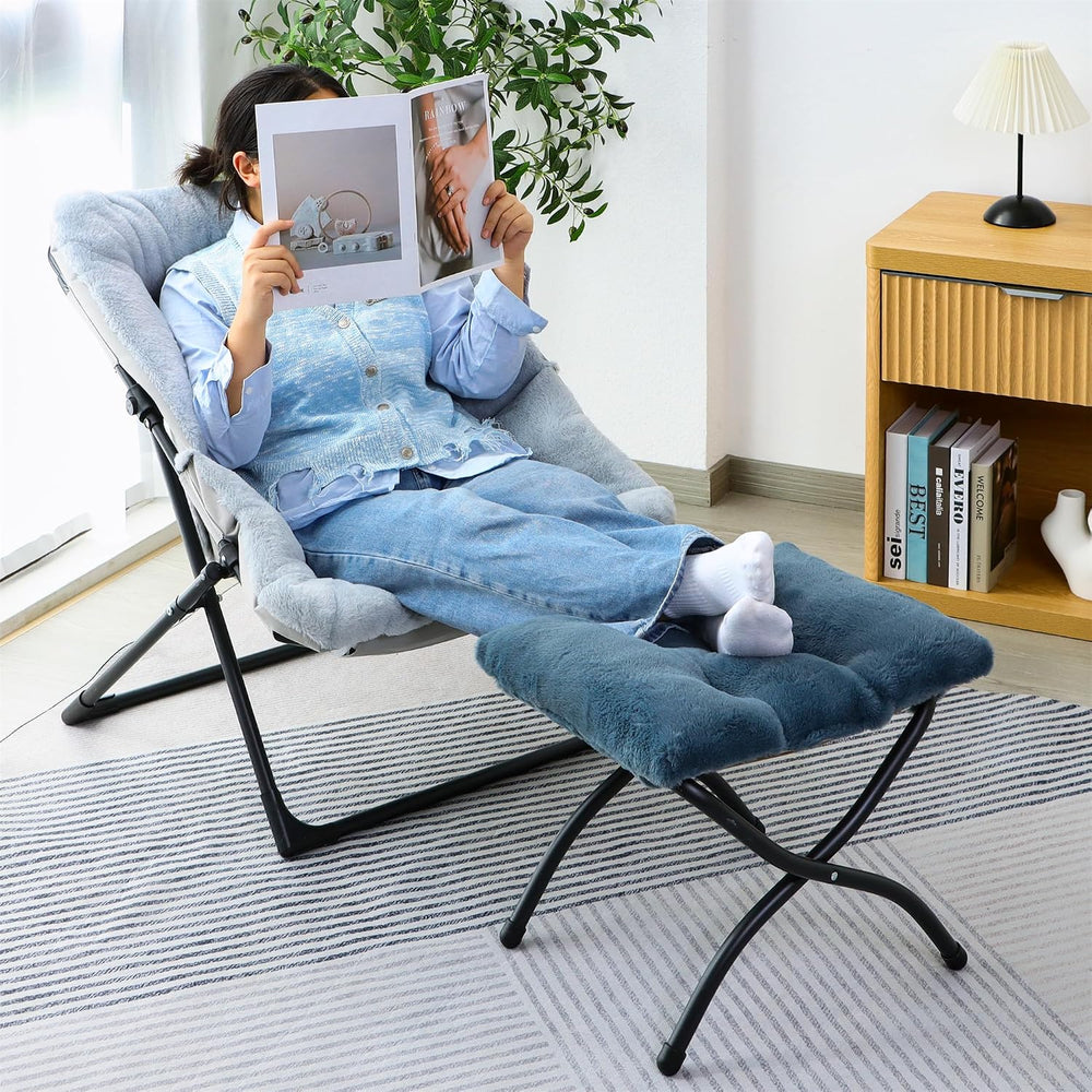 15"(H) Folding Ottoman, Foldable Footrest Stool, Portable Small Foot Sto...