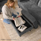 Bush Home Storage Ottoman with Tray, Living Room Furniture, Max Collection, Iron Gray Chenille Fabric