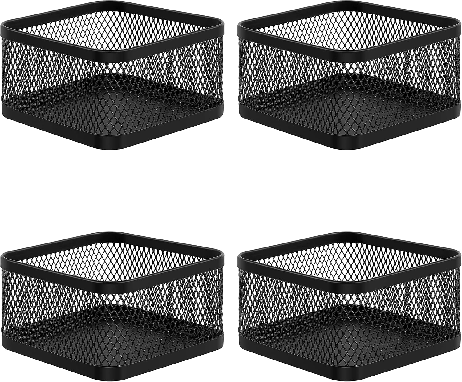 MaxGear Paper Clip Holder 4 Pack, Stackable Paperclip Organizer for Desk, Mesh Paper Clip Dispenser Binder Clip Holders, Black Desk Accessories for Office, Home, School