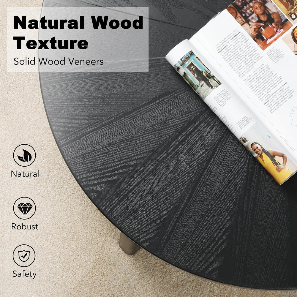 HOKYHOKY Farmhouse Round Coffee Table Set of 3, Coffee and End Table, Black |...