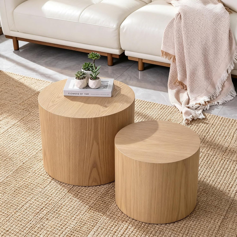 Small Wood Side Table Round Nesting End Table Coffee Tables Nesting Tables Se...
