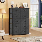 DWVO 10 Drawer Dresser - Fabric Storage Tower, Organizer Unit for Bedroom, Living Room, Hallway, Closets - Sturdy Steel Frame, Wooden Top & Easy Pull Fabric Bins