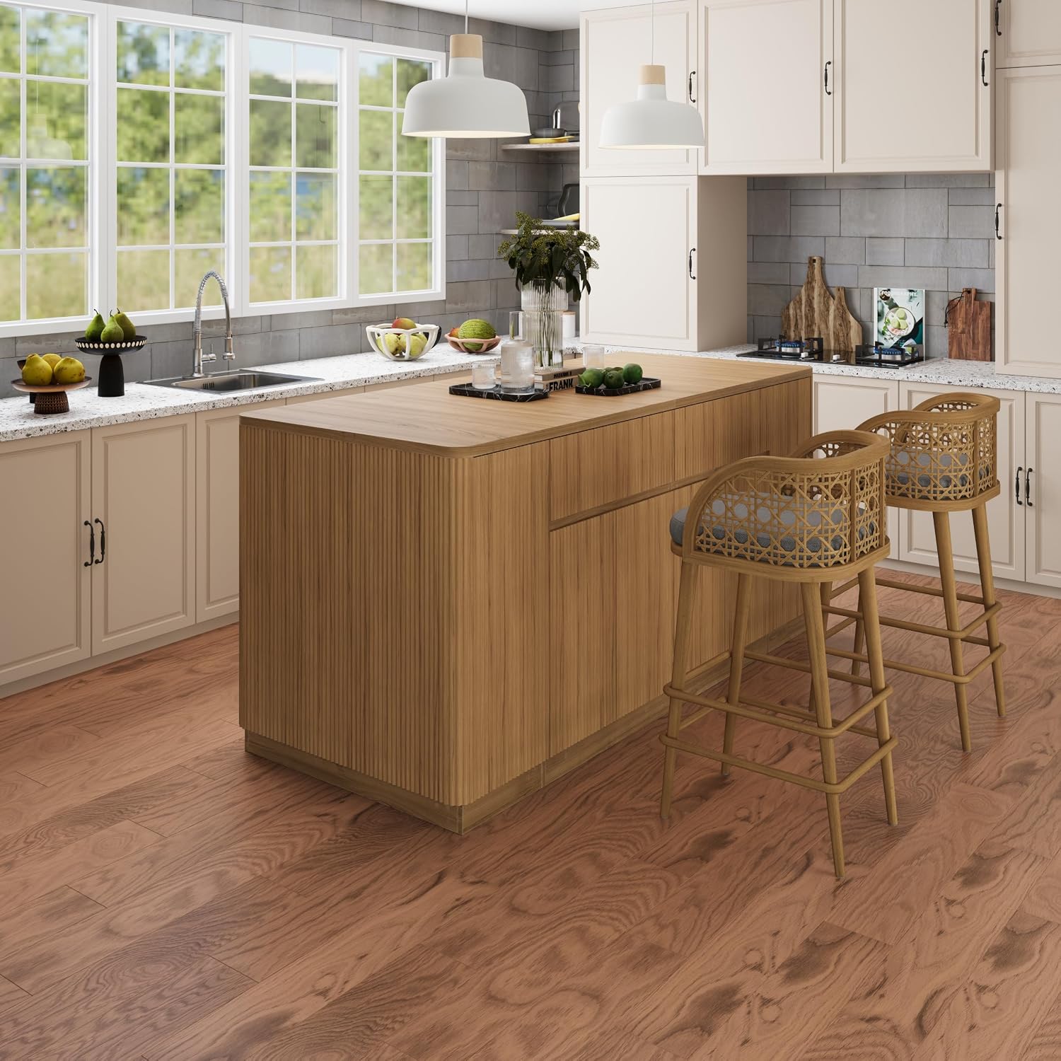 Bobve 74.8" Large Kitchen Island with Storage,Farmhouse Island Table for Kitchen,Wooden Island,Stationary Featuring 2 Drawers and 6 Closed Storage Compartment