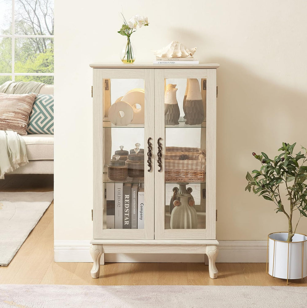 HRVEOCEI Curio Cabinet with Lighted, Display Cabinet with Glass Doors, Corner...