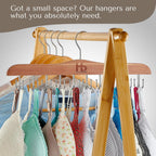 Large Bra Hanger and Bra Organizer for Closet – Tank Top Hanger Space Saving for House, Dorm, Apartment - Foldable Wooden Hangers for Closet Organizer - 20 Hooks - Cedar Wood, Natural, 2 Pack
