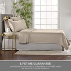 Split King Sheets by Pure Bamboo, Genuine 100% Organic Viscose Derived from Bamboo Bed Sheet Set, Soft & Cooling, Double Stitching *Not for Split Top (Split King, Sand)