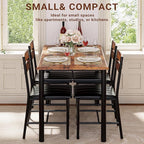 IRONCK Dining Table Set for 4, Wood Kitchen Table with Upholstered Chairs for Kitchen Room and Small Spaces, Rustic Brown