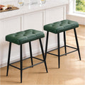 STOOLINK Bar Stools Set of 2, 24 Inch Counter Height Bar Stool for Kitchen Island, Modern Bar Hight Stools with Sturdy Metal Base and Thickened Saddle Cushion, 330Lbs, Green