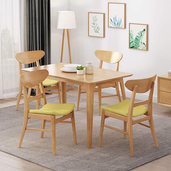 Christopher Knight Home Gloria Mid-Century Modern Dining Chairs (Set of 4), Green Tea and Natural Oak