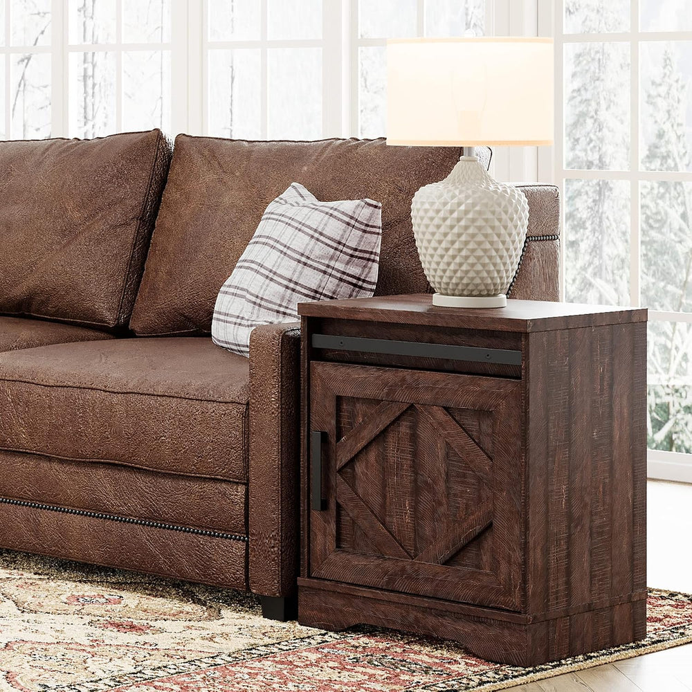 WAMPAT 24.3" H Storage Cube,Rustic End Table with Drawers and Adjustable...
