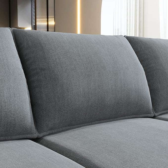 HONBAY Modular Sectional Sleeper Sofa with Storage, Convertible Modular Sectional Sofa with Reversible Chaise Sectional Couch for Living Room, Bluish Grey