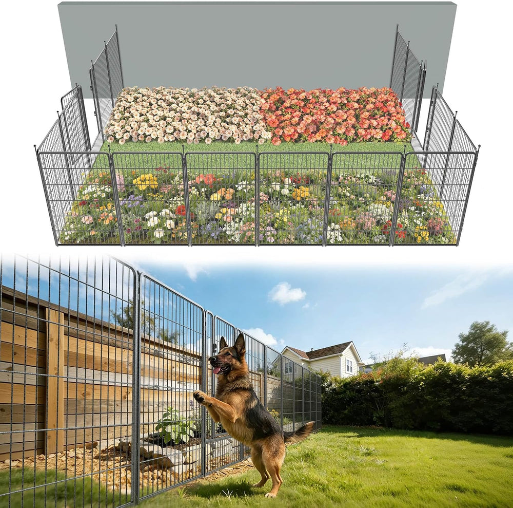 FXW No Dig Garden Fence, Outdoor for Yard, 45in(H) x 36.4ft(L), 16 Panels