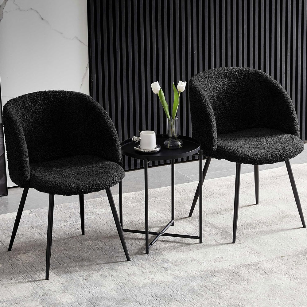 NORDICANA Accent Chairs Set of 2, Fuzzy Sherpa Dining Chairs with Barrel Back...