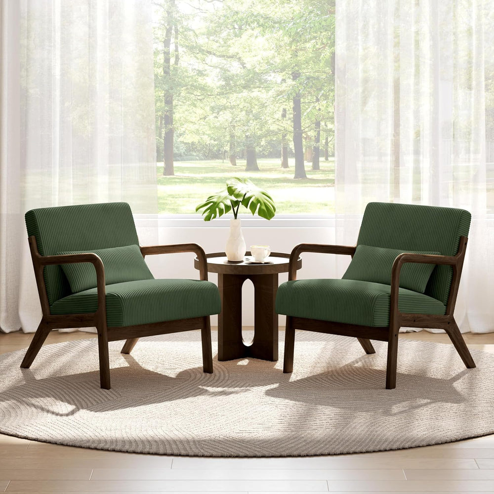 Yaheetech Accent Chair for Living Room, Corduroy Mid Century Modern Reading A...