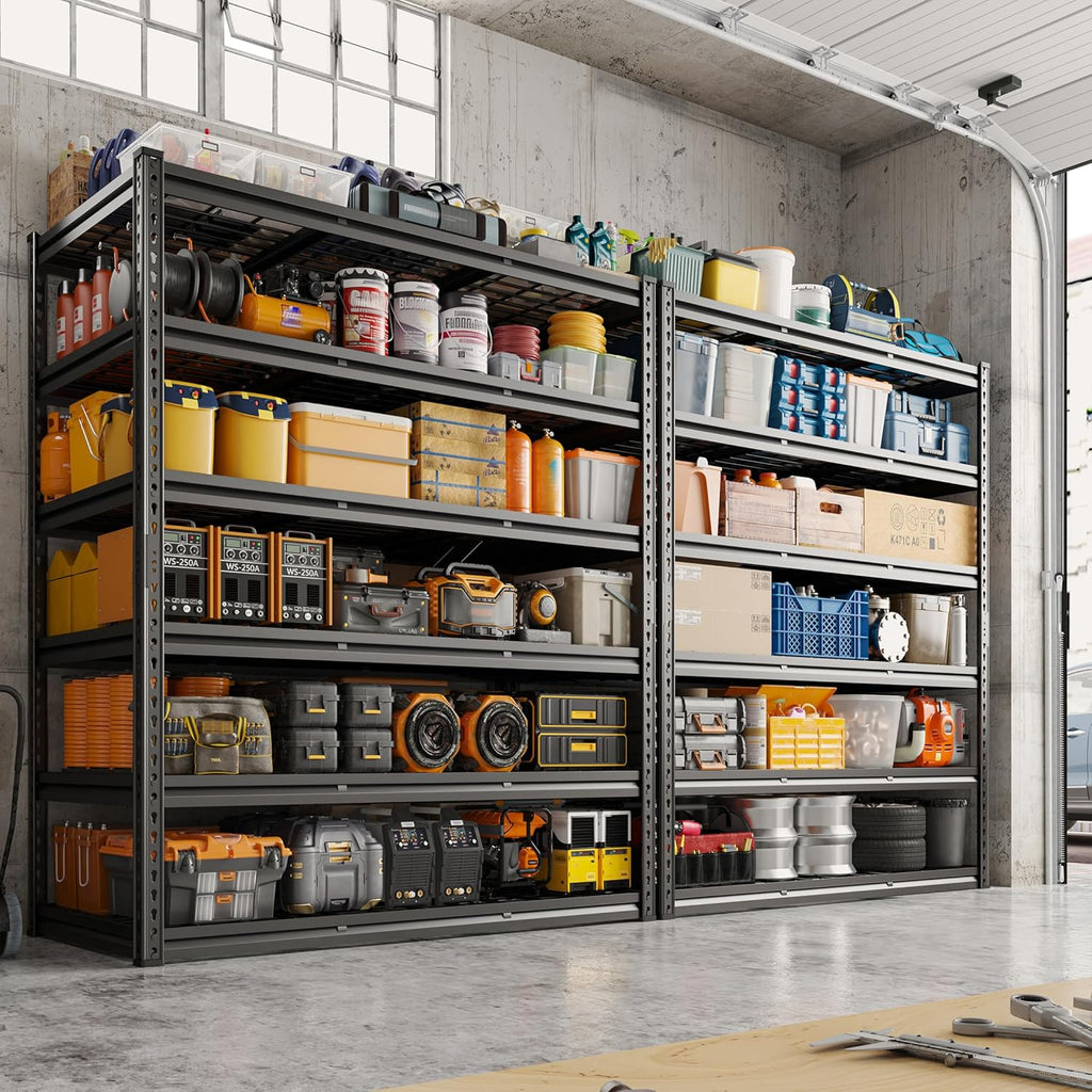 REIBII 3600LBS Garage Shelving 78" H Storage Shelves Heavy Duty 6-Tier Adjustable Matel Shelving Easy Assembly Storage Shelf for Garage Basement Warehouse Pantry, 48" W X 24" D X 78" H
