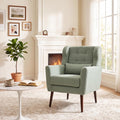 Dolonm Accent Chair for Living Room, Mid-Century Arm Chair, Comfy Upholstered Reading Armchair with Pillow Backrest for Bedroom, Mordern Lounge Chair Solid Wood Leg (Light Green)