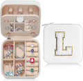 Parima Christmas Stocking Stuffers Gifts for Grandkids, Travel Gifts for Teacher Travel Jewelry Box | Teacher Birthday Gifts| Gifts for Teacher| Retirement Gifts for Women - Letter L, White