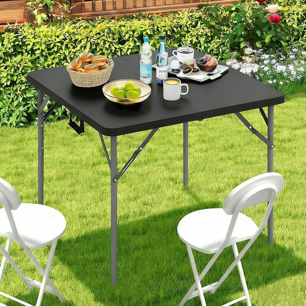 34" Square Plastic Folding Card Table - Portable Outdoor Dining Table wi...