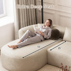 ONEMMLION 111" Oversized Boneless L-Shaped Sectional Sofa, Light Brown | Luxury modern curved cloud couch for Living Room with extra-deep seat,left-facing chaise,no assembly required