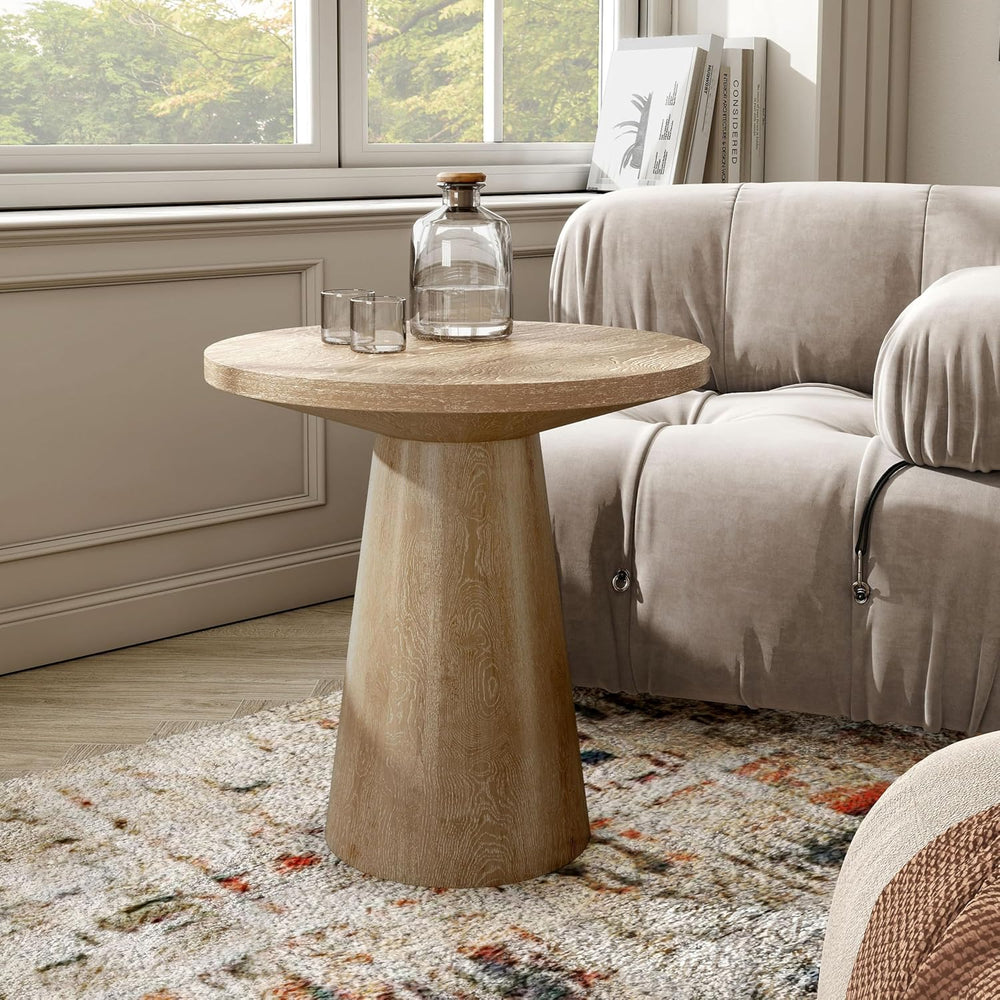 Furniture of America Crambel Modern Solid Rubberwood 20-inch Round End Table ...