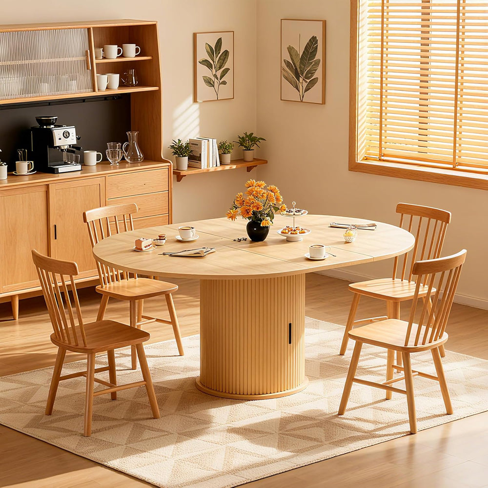 Wildhome Extendable Round Dining Table for 2-4-6, 59 Inch Dining Room Kitchen...