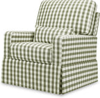 Namesake Crawford Glider Recliner, Green Gingham | 360° Swivel Ultra Cozy Glider Rocker for Feeding & Relaxing w/ Lumbar Pillow - GREENGUARD Certified - For Nursery/Living Room