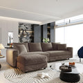 KEIKI 102.4" Sectional Couches, Modern Comfy Upholstered Sofa Cloud Couch, Deep Seat 4 Seat Sofa Set with Soft Pillows and Movable Ottoman for Living Room, Apartment, Office, Camel