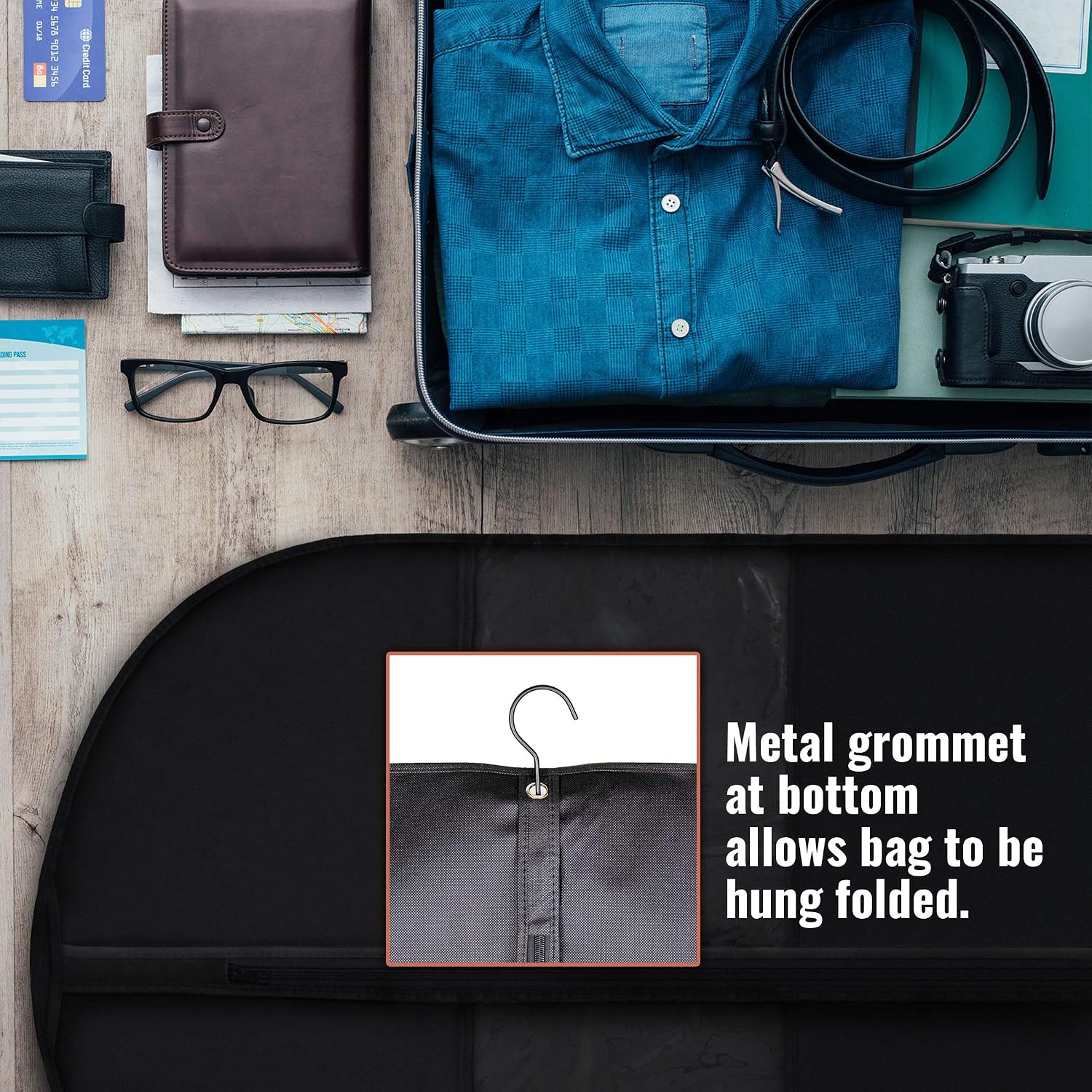 PLX 60" Black Garment Bags for Hanging Clothes, Women Dress Bag Men Suit Bag for Travel and Clothing Storage of Shirts, Fur Coats, Dance Costumes Suit Cover Closet Storage Long Garment Bags w/Zipper