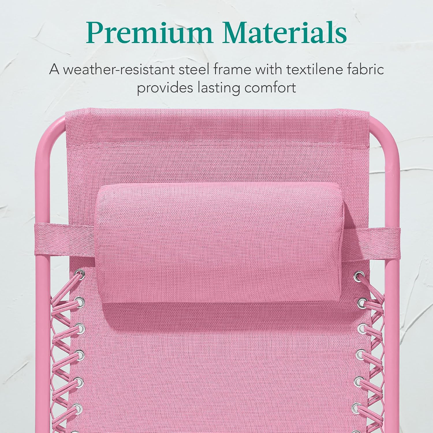 Best Choice Products Adjustable Zero Gravity Chair, Monochromatic Color Folding Patio Recliner w/Side Tray, Headrest - Carnation