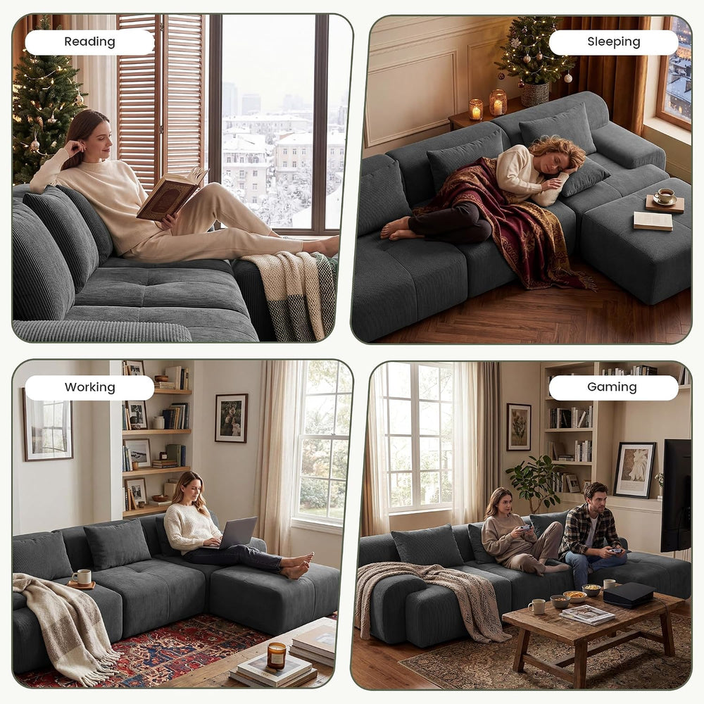 GRUSIGN 118'' Modular Sofa,Sectional Couch for Living Room | Tufted O...