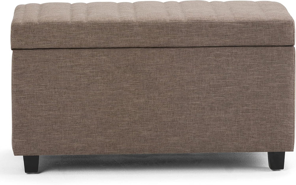 SIMPLIHOME Darcy 33 inch Wide Contemporary Rectangle Storage Ottoman Bench in...