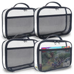 holay 4 Packs PVC Zippered Blocks Set, Toy, Clay, Board game Storage Organizer Case (Name Tag, Manual Pocket) (Black, Small)
