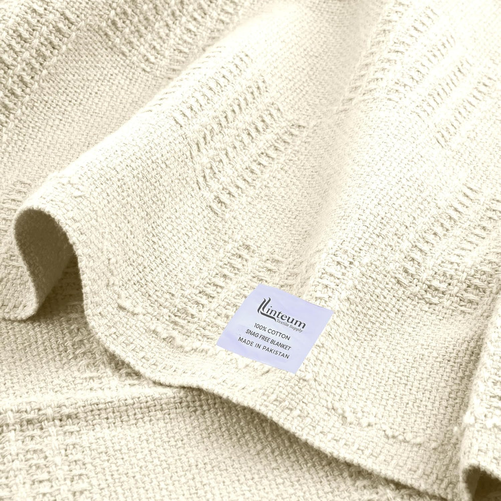 Linteum Textile Hospital Thermal SNAGLESS Spread Blanket, 100% Cotton (74x100...