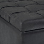 SIMPLIHOME Harrison Coffee Table Storage Ottoman - 36 inch Wide Upholstered Vegan Leather Square Ottoman in Distressed Graphite Black, Transitional Ottoman for Living Room with Split Lift-Up Lid