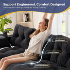 MAXYOYO 104" L Shaped Modular Sectional Sofa with Ottoman, Cloud Boneless Couch with Layered Cushion, Upholstered Sofa in a Box, Flexible Module Combination for Living Room, No Assembly, Black
