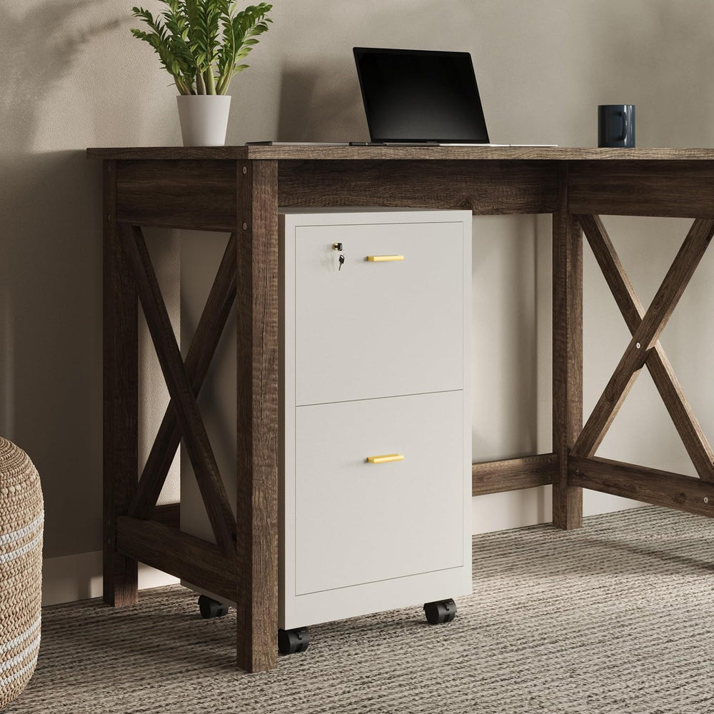 Lavish Home 2 Drawer File Cabinet - Filing Cabinet with Lock - Rolling File C...