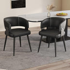 Modern Dining Chairs Set of 2, Upholstered Faux Leather Kitchen Side Chairs with Curved Open Back, Easy Assembly for Dining Room, Restaurant, Cafe, Black